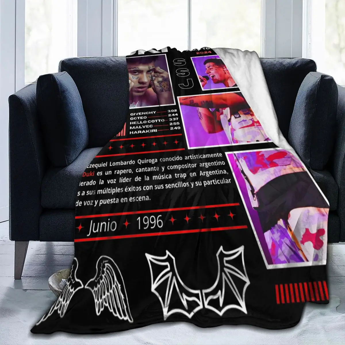 Плед Duki Singer Rapper флисовое текстильное украшение альбом Tour 2024 уютные супер мягкие