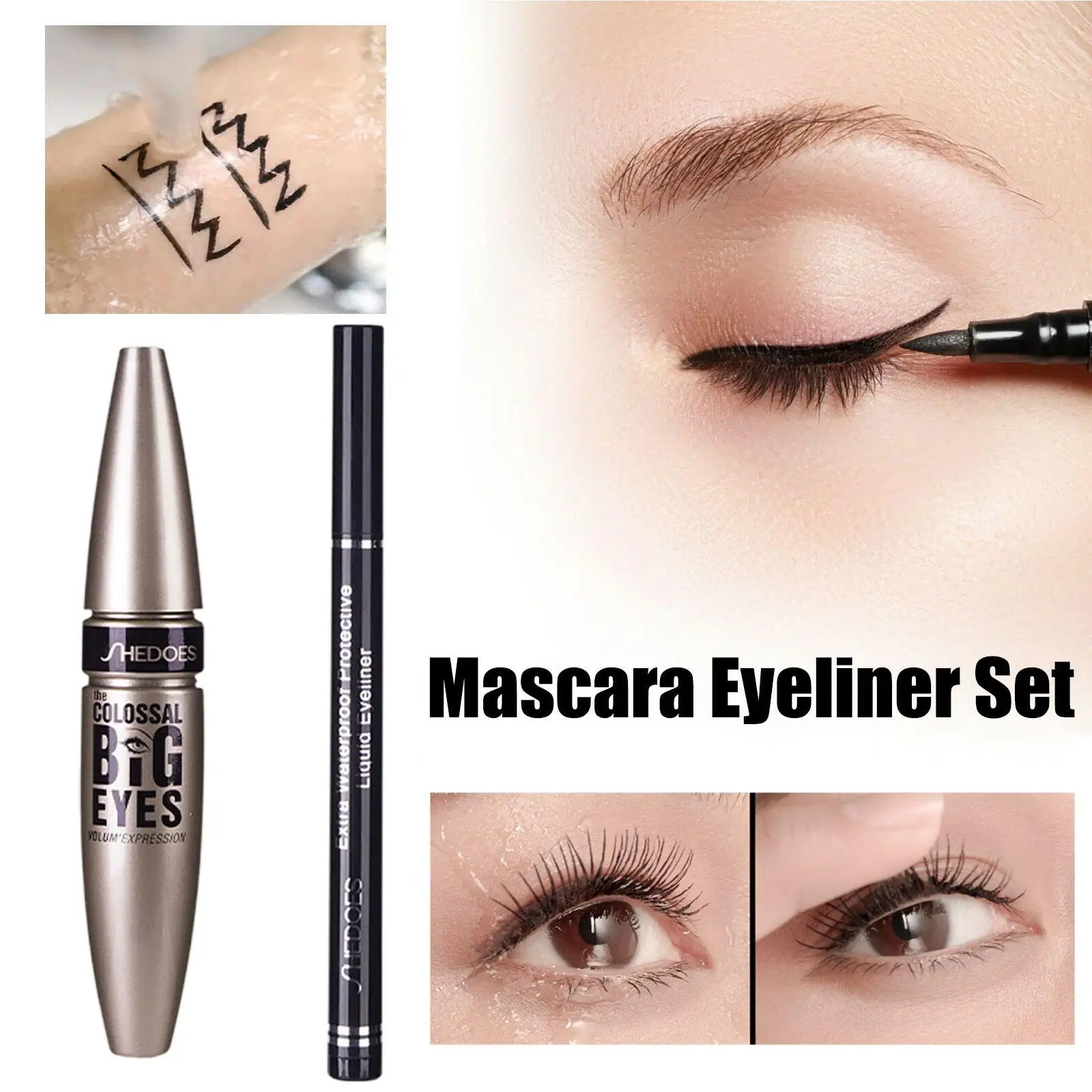 

Тушь для ресниц с шелковым волокном, удлинение ресниц, макияж, водостойкая Черная тушь для ресниц, набор для подводки, тушь для ресниц без ра...