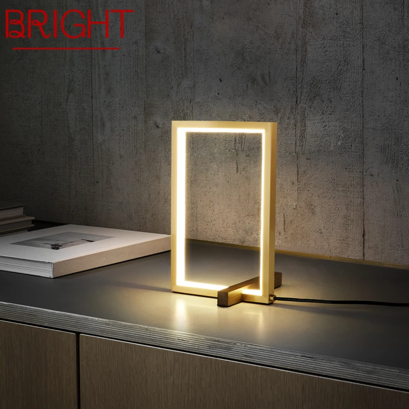 

BRIGHT Modern Brass Table Lamp LED 3 Colors Desk Lighting Simple Creative Decor for Living Bed Study Room