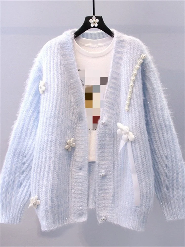 

Hsa Sweet 3d Flower Cardigan For Women Autumn Winter Cute Floral Sweater Jacket Streetwear Long Sleeve Jumper Knitted Outwear
