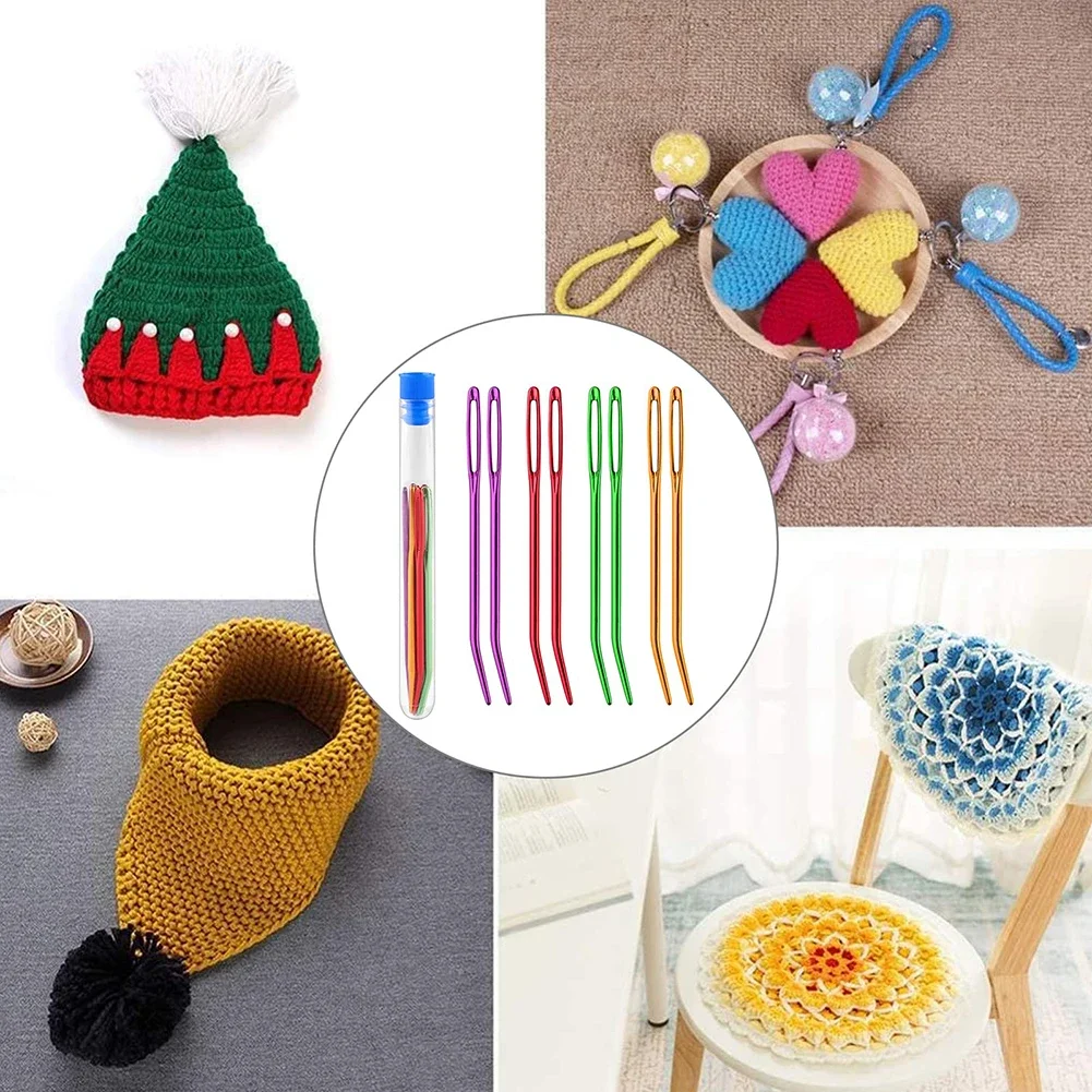 Яркий и практичный набор спиц 8 игл с изогнутым наконечником ярких цветов