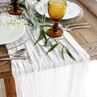 gauze table runner white cotton wedding decorations rustic farmhouse bed cover theme cheesecloth fabric tablecloth home dinner
