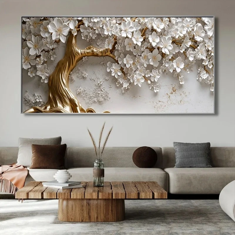 

Абстрактная картина на холсте GOLDEN WHITE FLOWER TREE от HALFLEMART