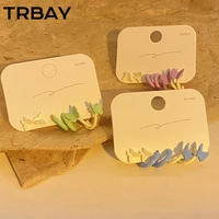 trbay butterfly acrylic earrings set 3 pair green and blue color c hoop and post korean fashion earrings cute design for women