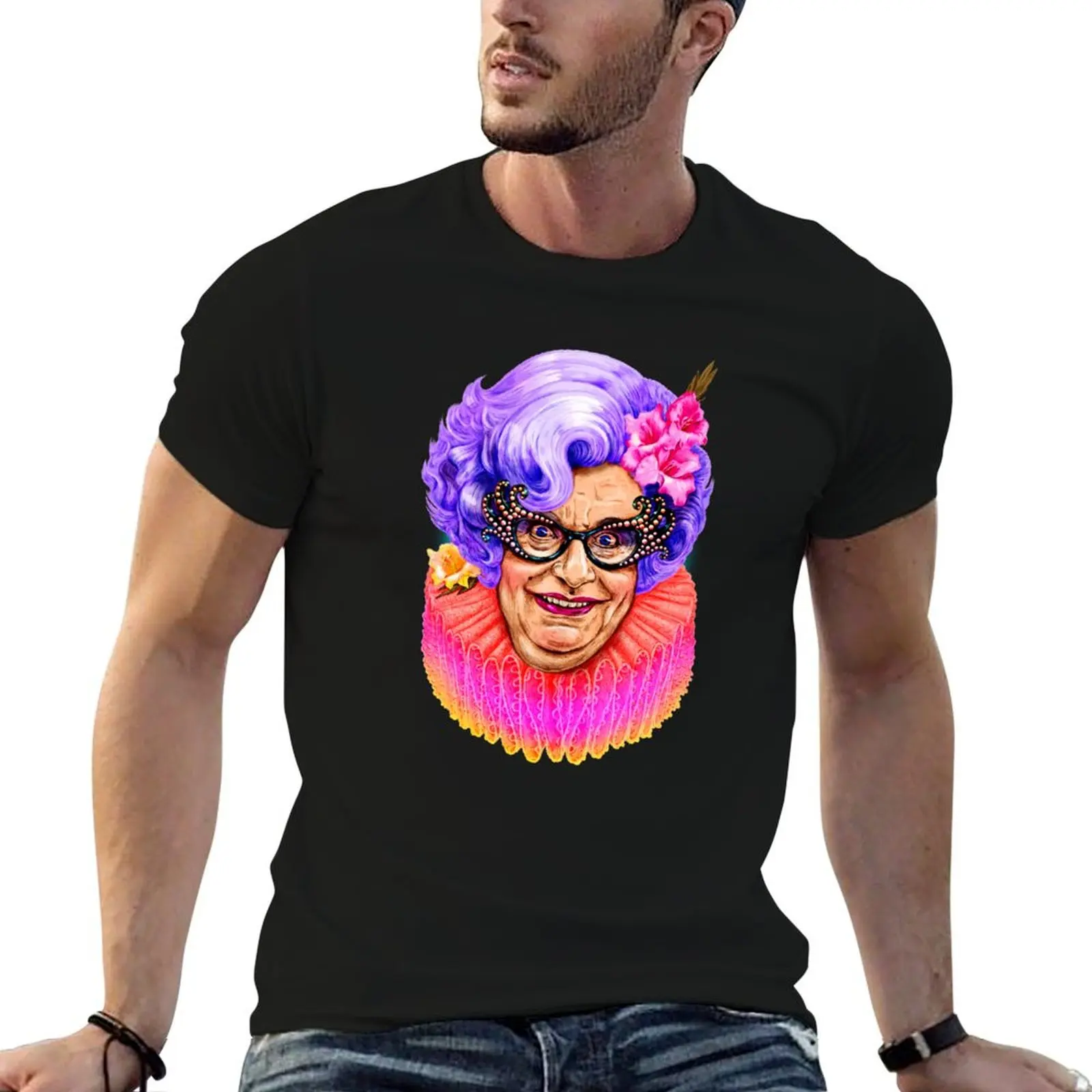 Фото Футболка Dame Edna Everage от Jock Mooney, однотонная футболка больших размеров №1