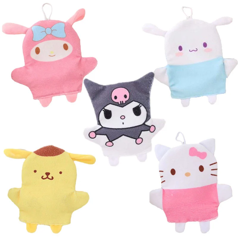 

Sanrioed Cartoon Animals My Melody Kuromi Cinnamoroll Kt Cat Purin Dog Bathe Gloves Anime Kawaii Cute Exfoliating Bath Towel