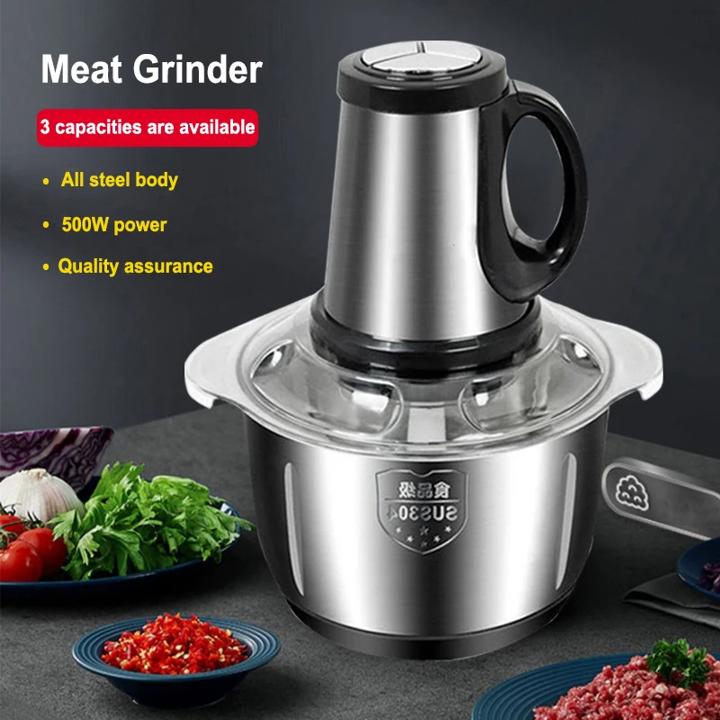 2L 3L 5L Household Stainless Steel Meat Grinder 500W High Po