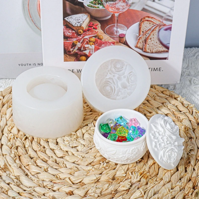 

Box Resin Moulds,Jewelry Box Casting Molds Round Epoxy Silicone Molds DIY Makeup Box Storage Earrings,Necklaces,Candles Y08E