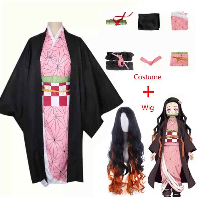 

Костюм для косплея из аниме «рассекающий демонов», кимоно незуко камадо, униформа для Хэллоуина, вечеринки, косплея, полный комплект, одежда...