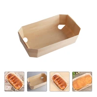 1 set 10pcs bread packing boxes wooden baking pans dried fruit dessert plates log color