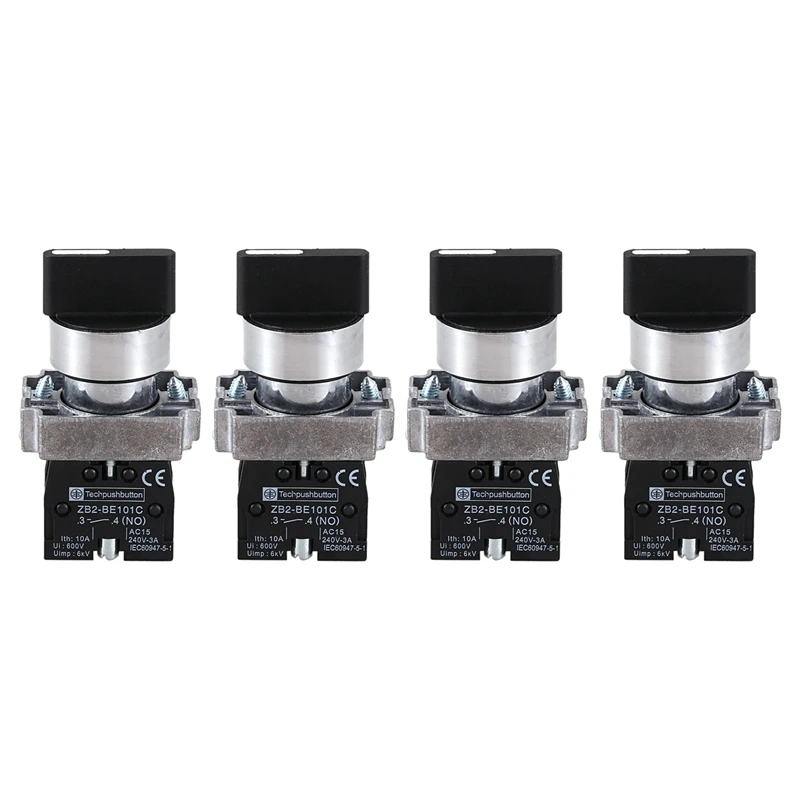 

4X 22Mm Latching 2 NO 3-Position Rotary Selector Select Switch ZB2-BE101C Black