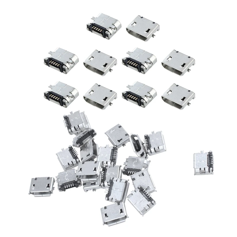 

30 Pcs Spare Parts Type B Micro-USB 5 Pin Female Jack Connector Port Socket, 10 Pcs A & 20 Pcs B