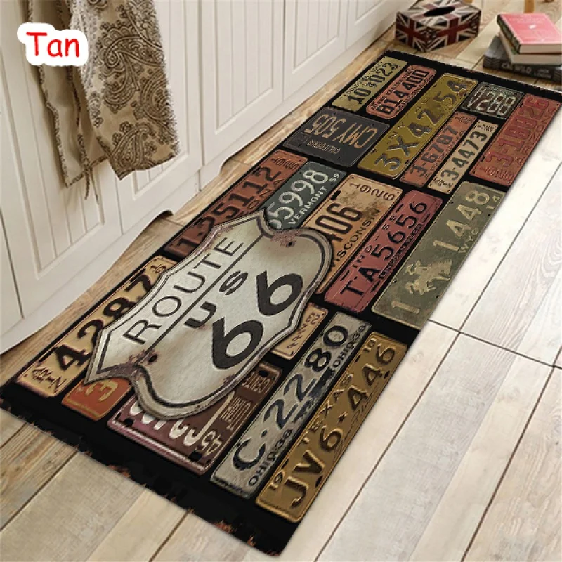 

New Fashion 3D Route 66 Carpet Anti-slip Water Absorption Living Room Bedroom Rug Kitchen Bath Floor Mats Outdoor Doormats Decor