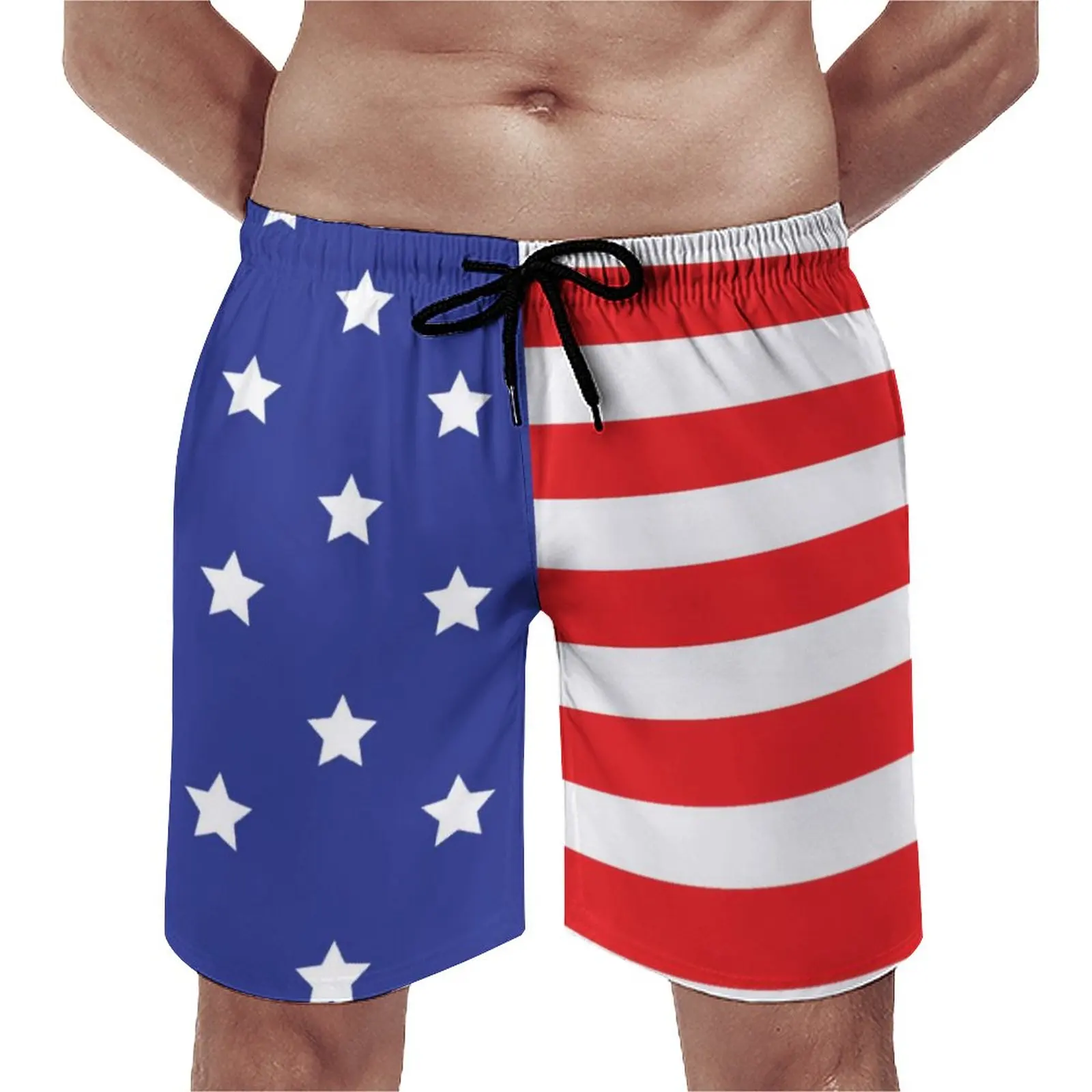 

American Flag Board Shorts The Stars And Stripes Print Beach Shorts Elastic Waist Classic Printed Swimming Trunks Big Size 3XL