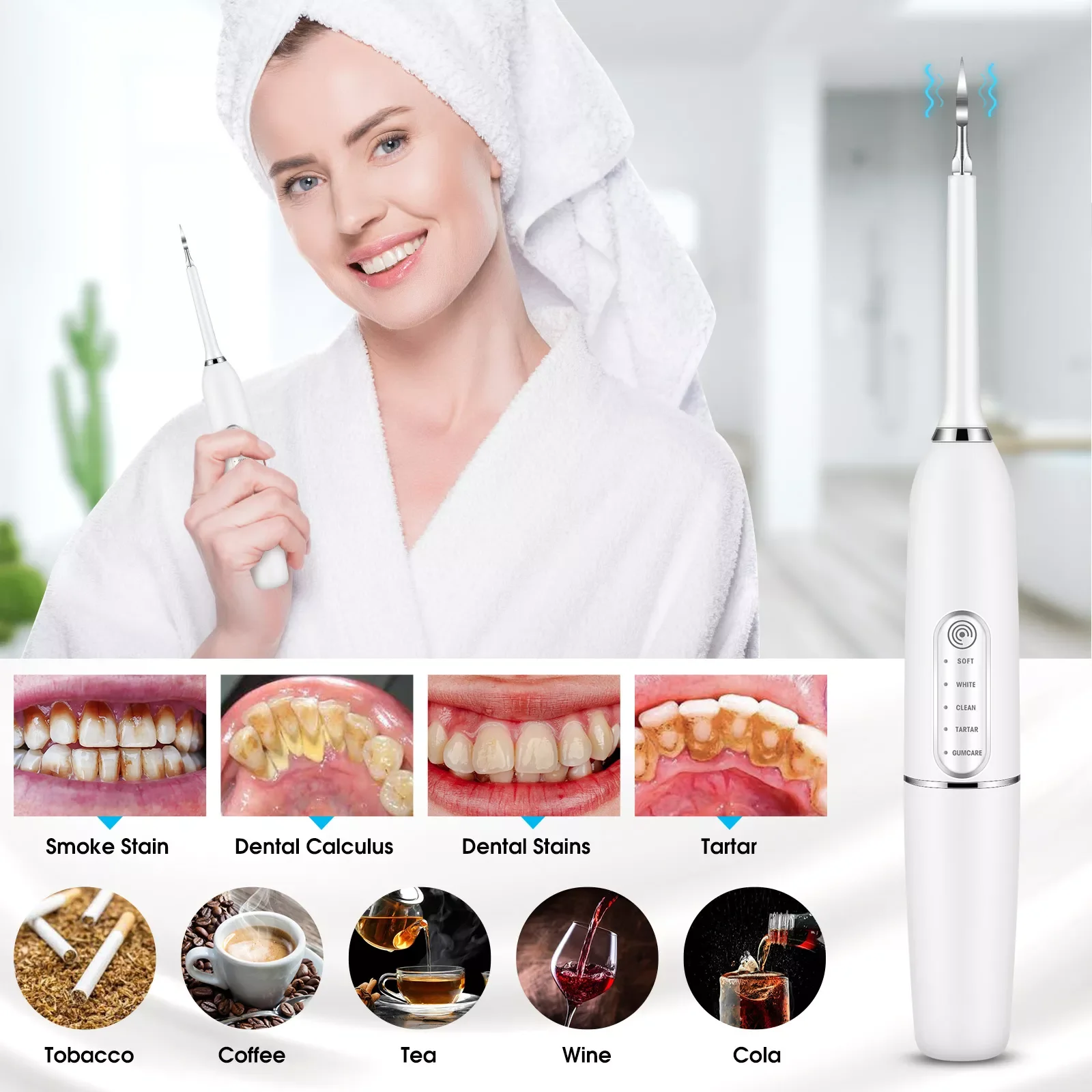

Dental Calculus Remover Dental Cleaning Device Teeth Cleaner Tooth Whitening Irrigator Remove Tartar Scaler Teeth Care