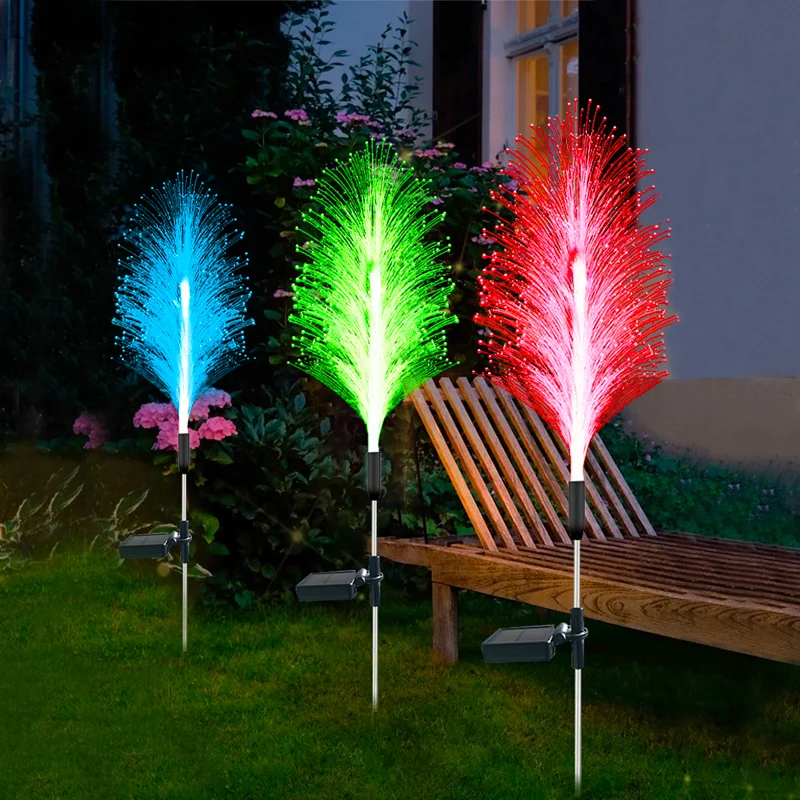 Solar Garden Lights Outdoor Waterproof Reed Decoration Lawn Light 7Colors Change For Yard Patio Pathway Decor