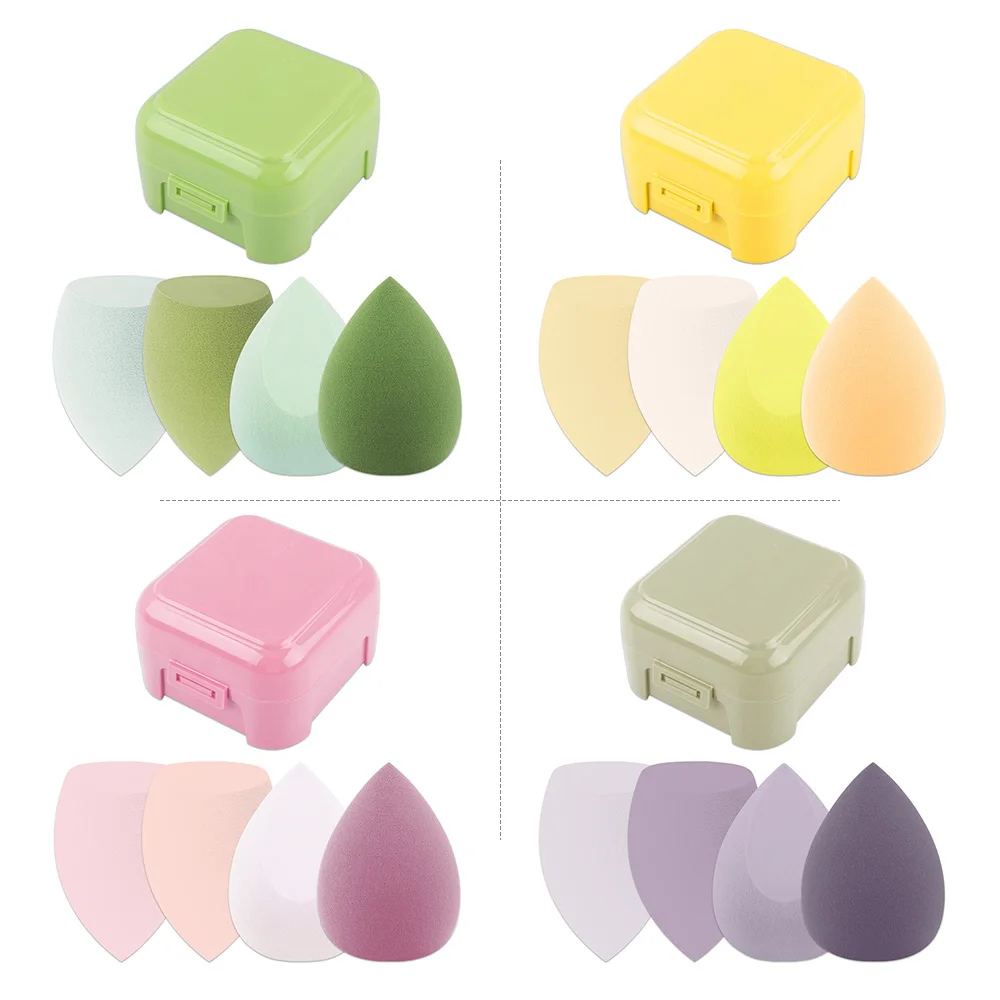 

4Pcs Colorful Make Up Blender Sponge Set Soft Natural Cosmetic Puff Beveled Makeup Sponges Foundation Powder Sponge Beauty Tools