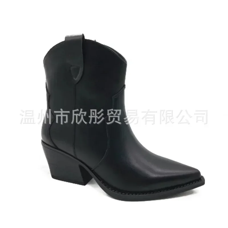 Женские ковбойские ботильоны на платформе повседневные ботинки высоком каблуке