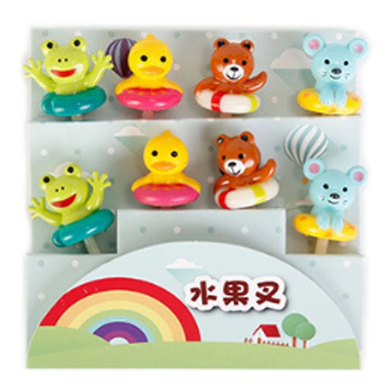 

8PC Cartoon Animal Fruit Food Picks Bento Decorations Set for Boys Girls Present