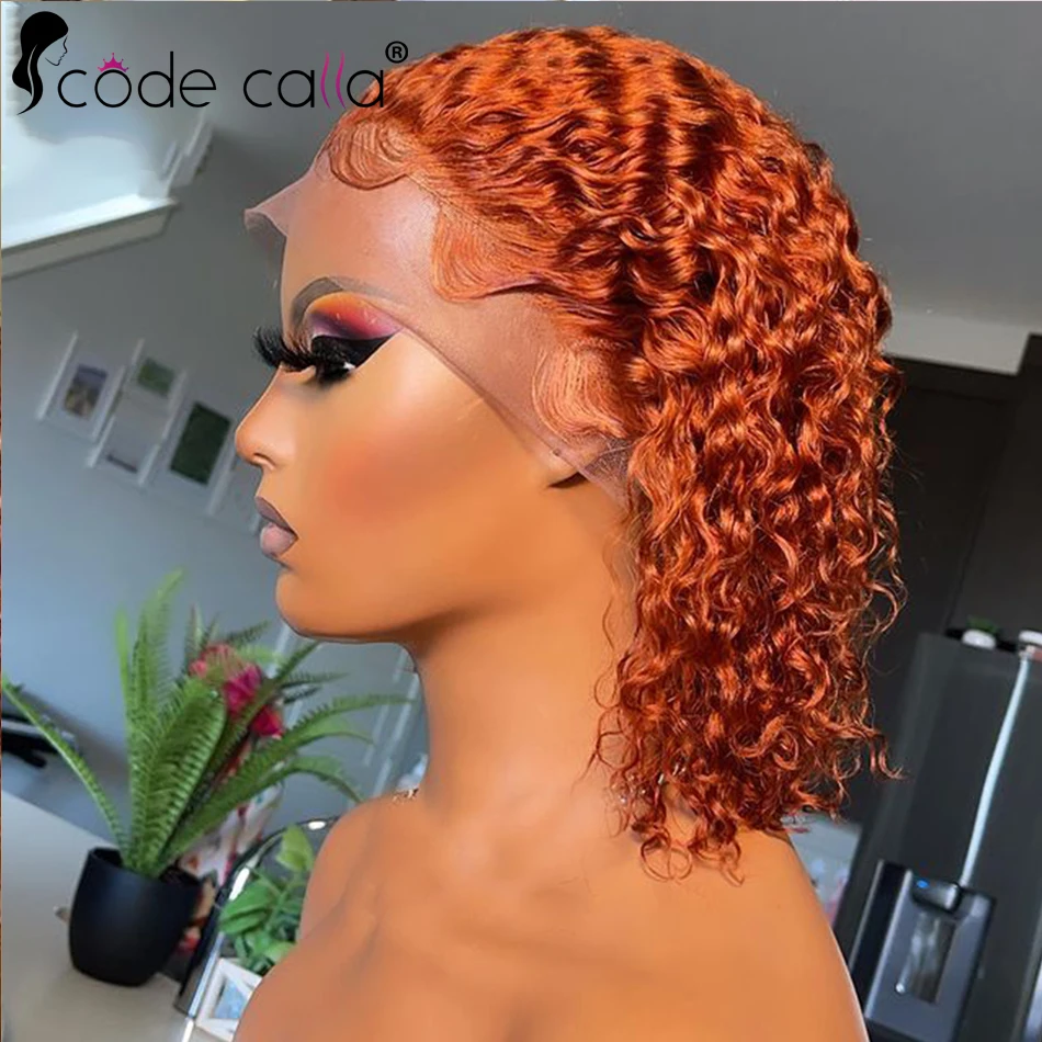Ginger Orange Wave Frontal Wig Bob Wig Lace Front Human Hair Wigs For Women Brazi Human Hairlian Water Wave Curly Human Hair Wig