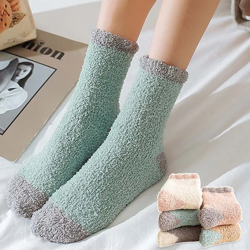 

Женские теплые флисовые Носки, плюшевые плотные мягкие пушистые носки для кровати, красочные женские домашние тапочки, коралловые флисовые Носки для снега