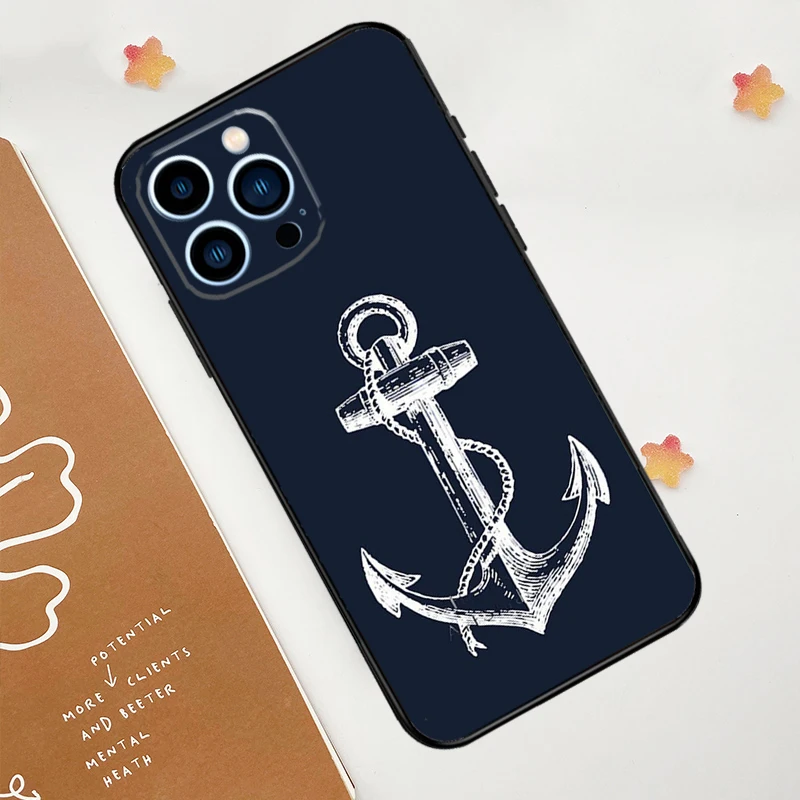 Чехол якорь морской пляж для телефона iPhone 15 14 13 12 11 Pro Max Mini 7 8 Plus XS X XR SE 2022 2020 задняя
