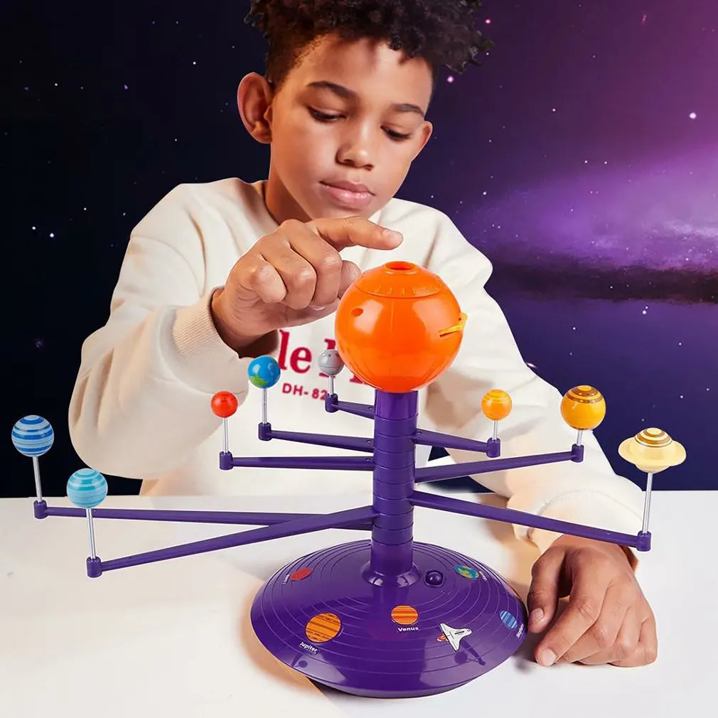 

Solar System Planetary Model 8 Planets Set Kids Science steam Projector Puzzle Toys Rotating Astrometer for Baby Education Toys