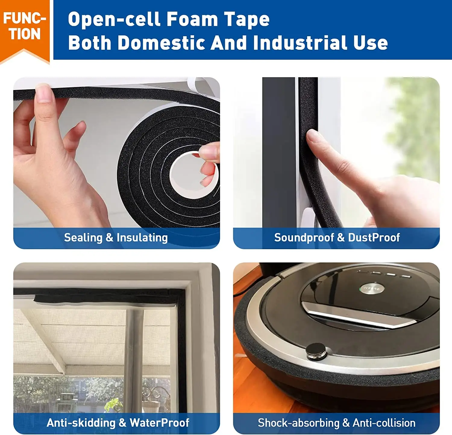 4M Window Sealing Strip Door Seam Sound Insulation Dust Proof Windproof Self-Adhesive Seal Strip For Doors And Sponge Bar images - 6
