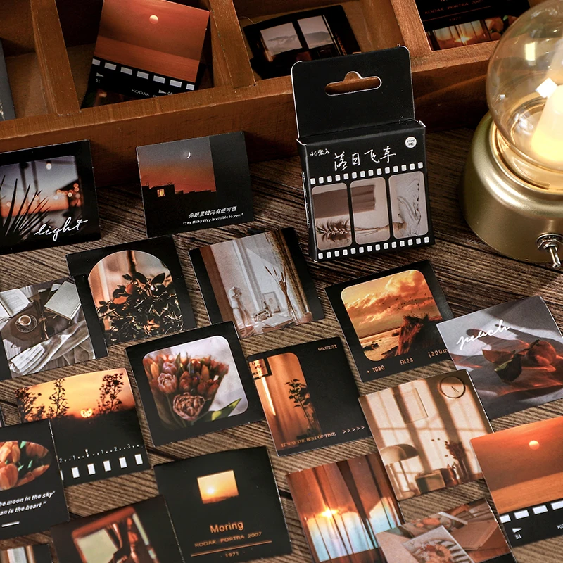 

Decor 46pcs/lot Vintage Photo Boxed Stickers Scrapbooking Decorative Stationery Junk Journal DIY Material Arts Deco Stickers