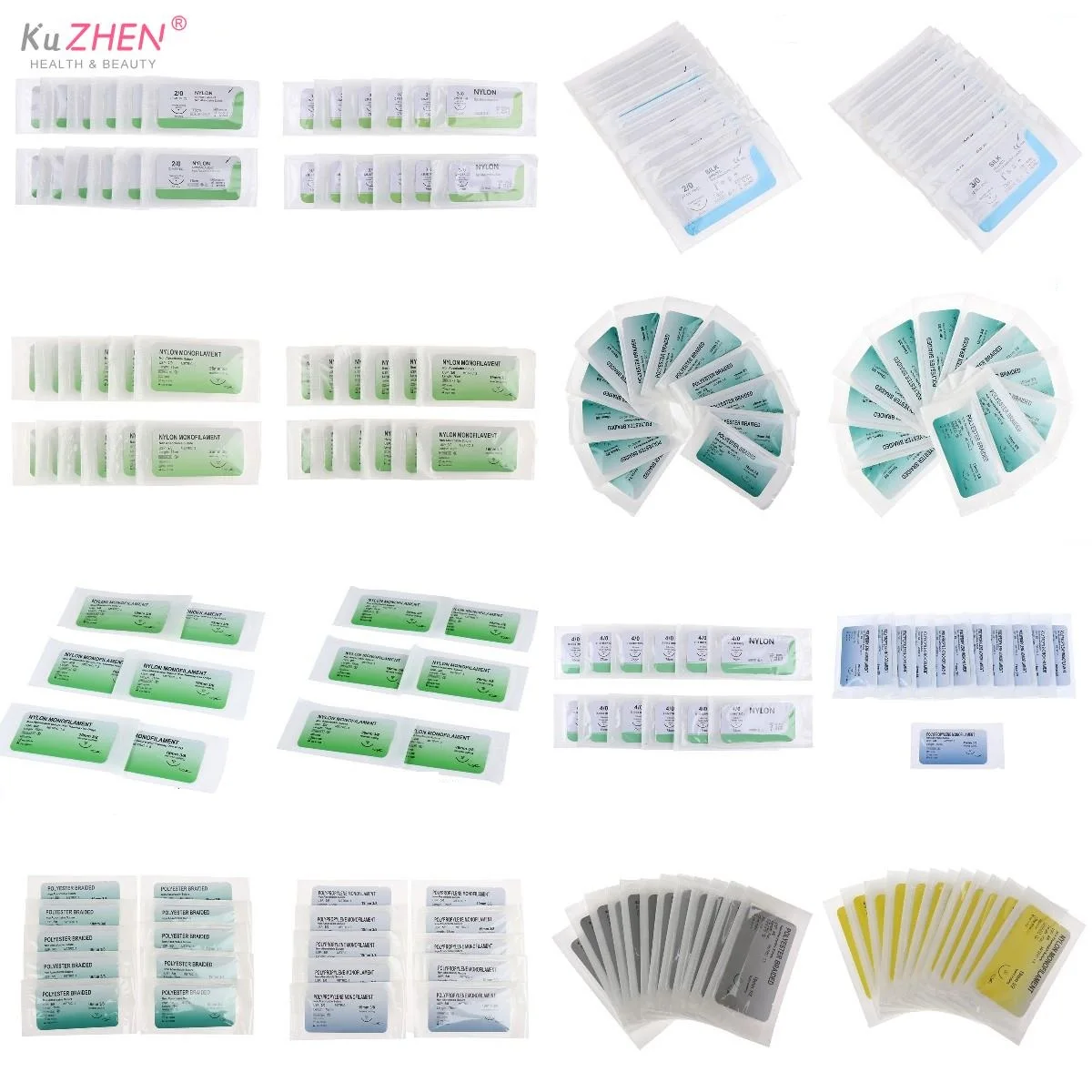 6/12Pcs/bag 5.0 Medical Needle Suture Nylon Monofilament Thread Surgical Practice Kit Teaching Demonstrations Exercises