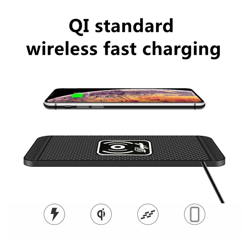 

Car Wireless Fast Charger Silicone Pad Auto Fast Charging Docks Stand USB Type C 10W 15W Wireless Phone Chargers Car Accessories