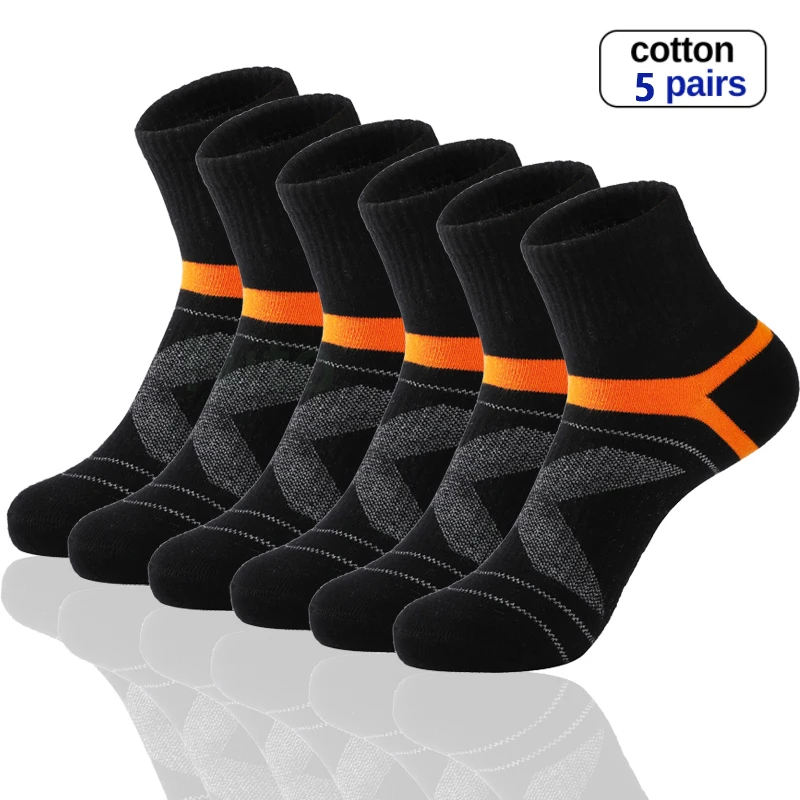 5 Pairs Lot Men Socks Solid Color Cotton Basketball Sports Socks Casual Run Winter Socks Breathable Male Sock Socks Size38-45