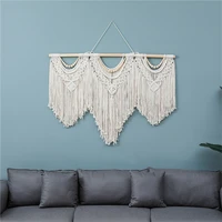 large macrame wall hanging tapestry hand weaving with wood beads for curtain wedding background decoration living room decor