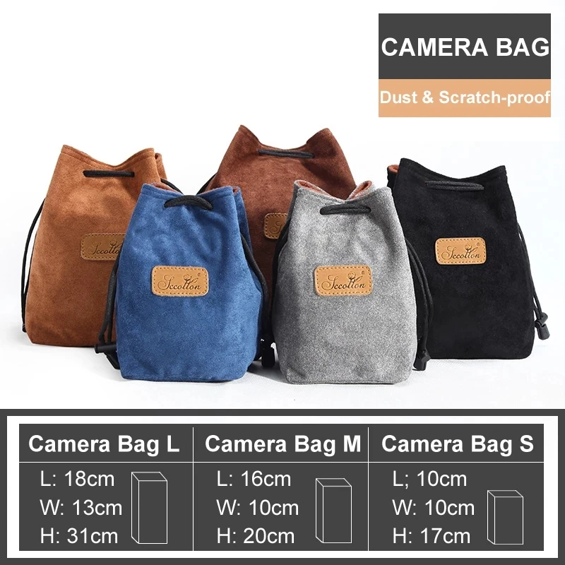 

Luxury Vintage Velvet Fleece Drawstring Digital Camera Bags Shockproof Lens Pocket For Nikon Z9 Z6 Z7 D810 D600 D5600 D3400 D4S