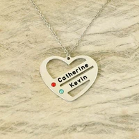 custom birthstone necklaces personalized heart necklace couple name necklace friendship jewelry valentines day gift for her