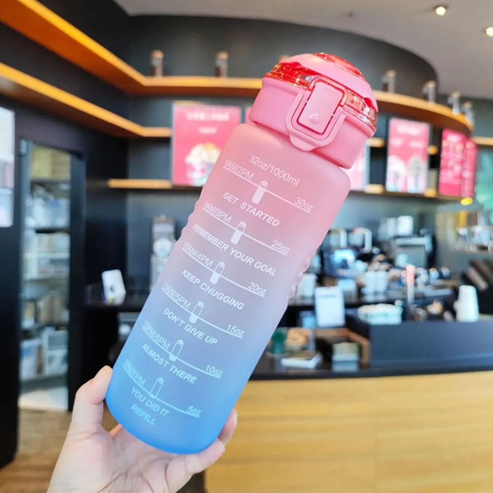 

Rainbow Gradient Time Marker High-capacity 1000ml Kettle Water Jugs Drinking Cup Sports Water Bottle