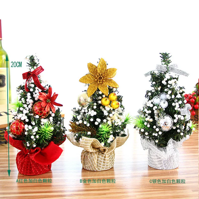 

20cm Mini Christmas Tree Decorative Tabletop Small Ornaments Living Room Display Photographic Props Background Home Party Supply