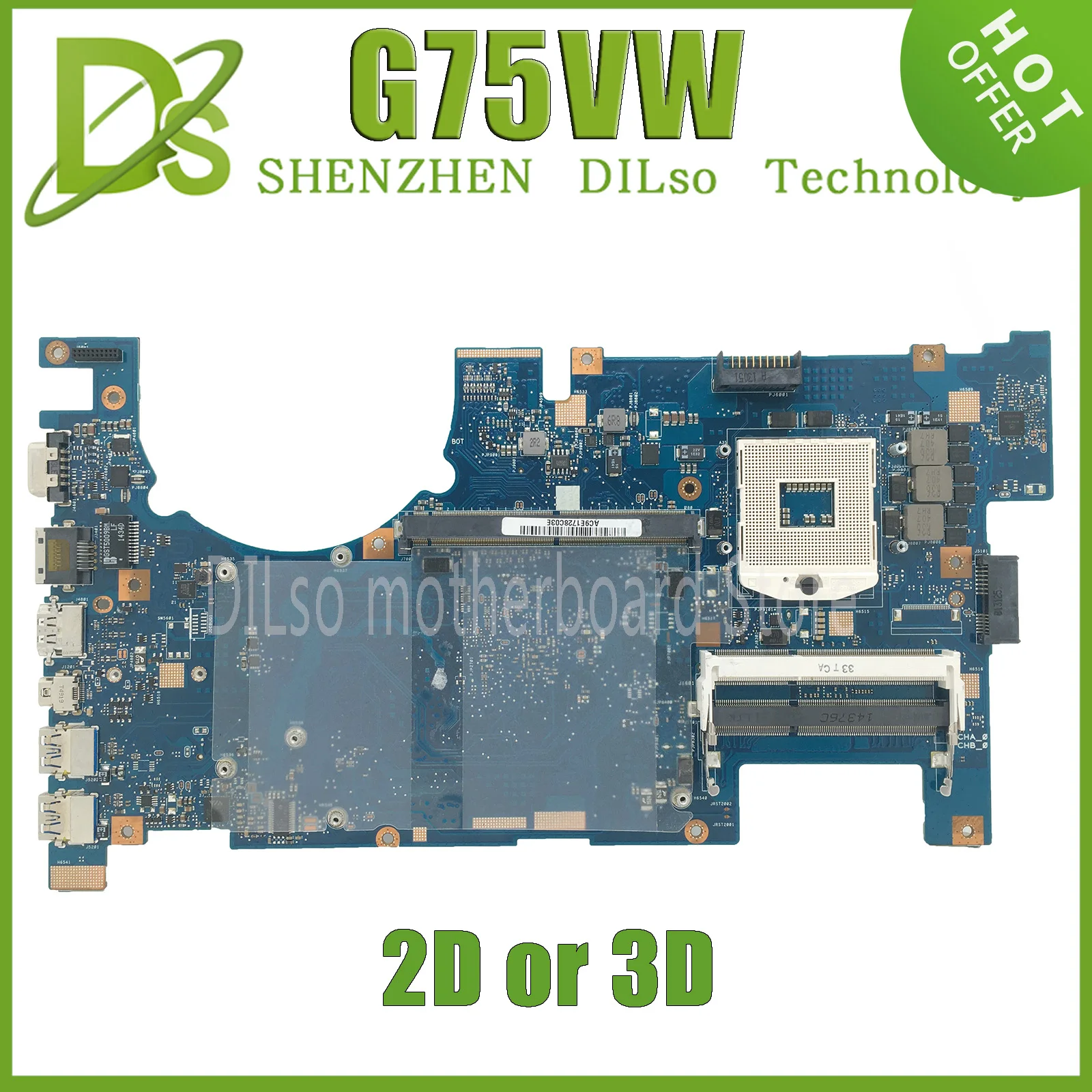 KEFU G75VW Mainboard For ASUS G75VW G75V G75VX support 2D 3D connector 4 Memory slot ddr3 HM65 Laptop Motherboard