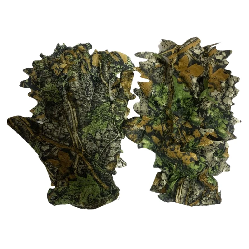 

Outdoor Camo Gloves Comfortable Non-Slip Durable 3D Leaf Gloves Hunting Golves For Hunting Bird Watching