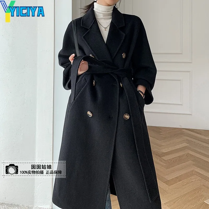 

YICIYA Women's Trench Coat Cashmere Windbreaker Jackets Expensive New Outerwear Female Outer Overcoat high quality Womans Cloth