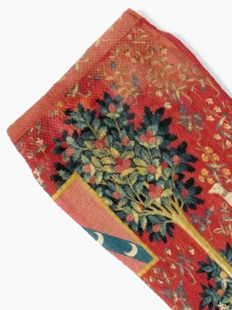 ДИЗАЙР ЛЕДИ И ЕДИНОРОГА Лев Фантастические цветы Животные Красные Зеленые Носки