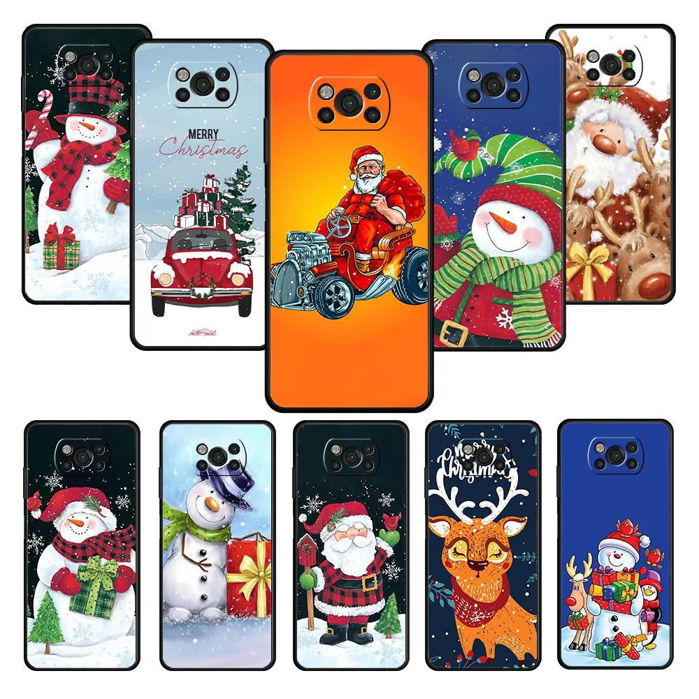 

Christmas Snowman Phone Case For Xiaomi Poco X3 NFC X4 M3 C40 Pro For MI 9 8 12 11 9T 10T CC9 Lite Note 10 TPU Case