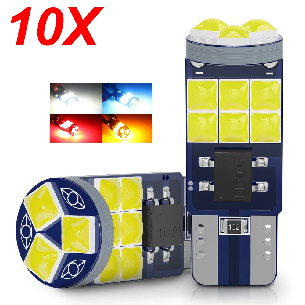 

10 шт. T10 W5W 194 501 светодиодный Canbus безошибочный внутренний светильник автомобиля 3030 15SMD 3D чипы чистый белый приборный светильник лампа 12 В