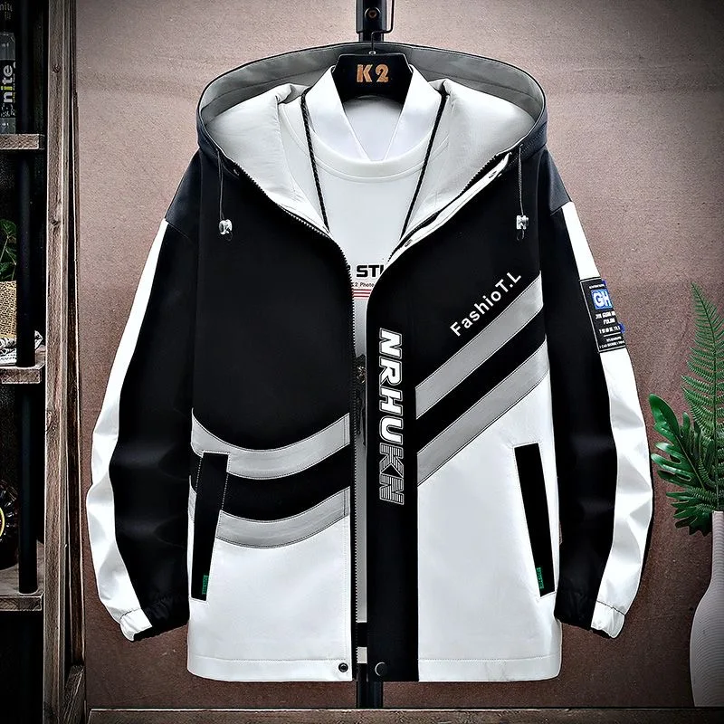 

Новинка весна-осень 2023, модная трендовая куртка с капюшоном и принтом, мужское повседневное удобное водонепроницаемое высококачественное пальто большого размера