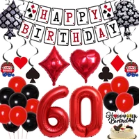 poker themed birthday kit adult casino night hanging swirl digital foil balloons mens womens 5060th birthday party decorations