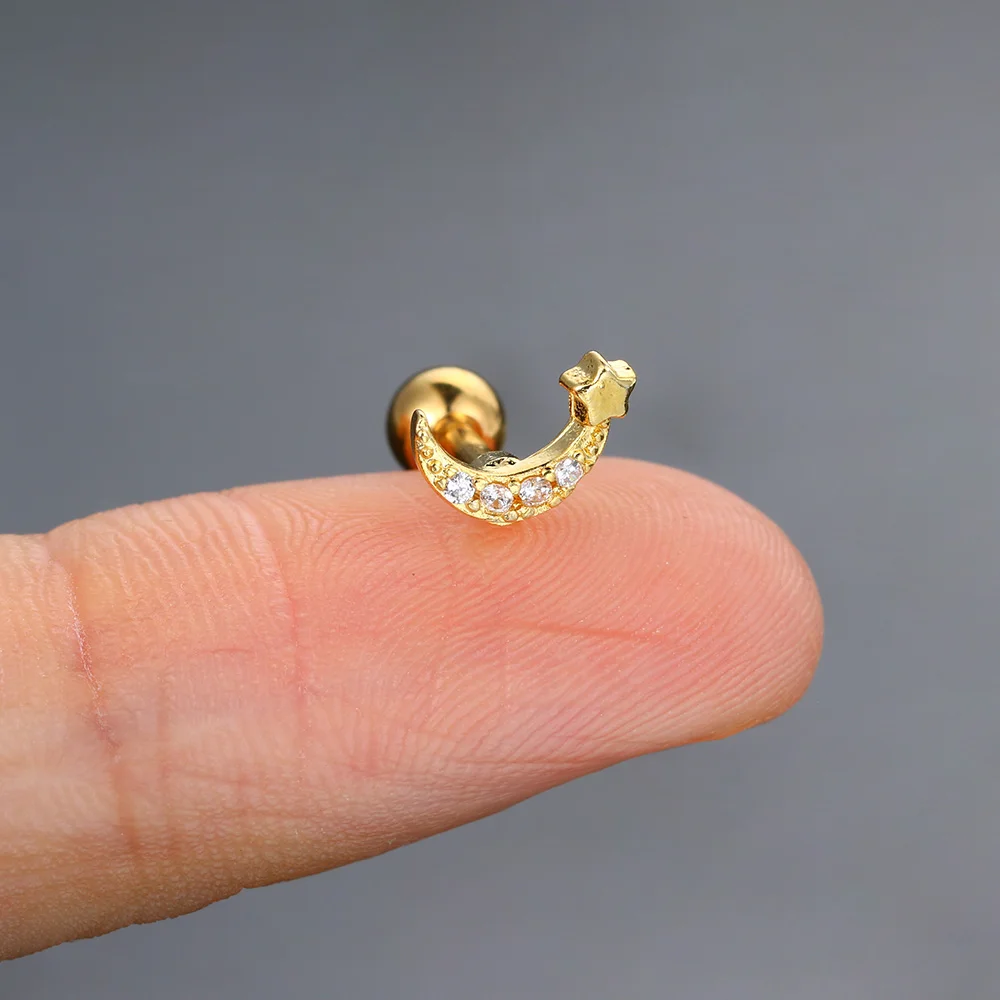 Серьги для пирсинга женщин серьги-кольца с кристаллами цветком звездой хрящем 1