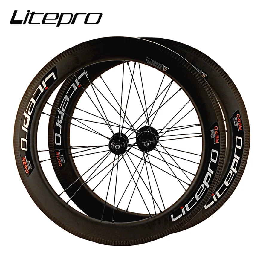 

Litepro Folding Bicycle Sealed Bearing Rims AERO 50MM Carbon Fiber Wheels 20Inch 406 451 349 V Disc Brake 11 Speed Wheelset
