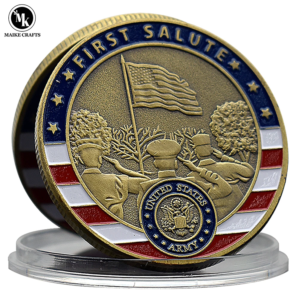 

United States Army Oath of Office Commemorative Coin First Salute Gold-plated Metal Medal Collection Gift