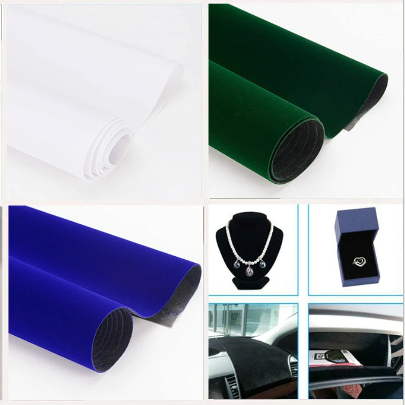 1m/3m/5m/10m Self-adhesive Velvet Fabric Velvet Flocking Cloth for DIY Sewing Car Interior Jewelry Box Packaging Furniture Decor