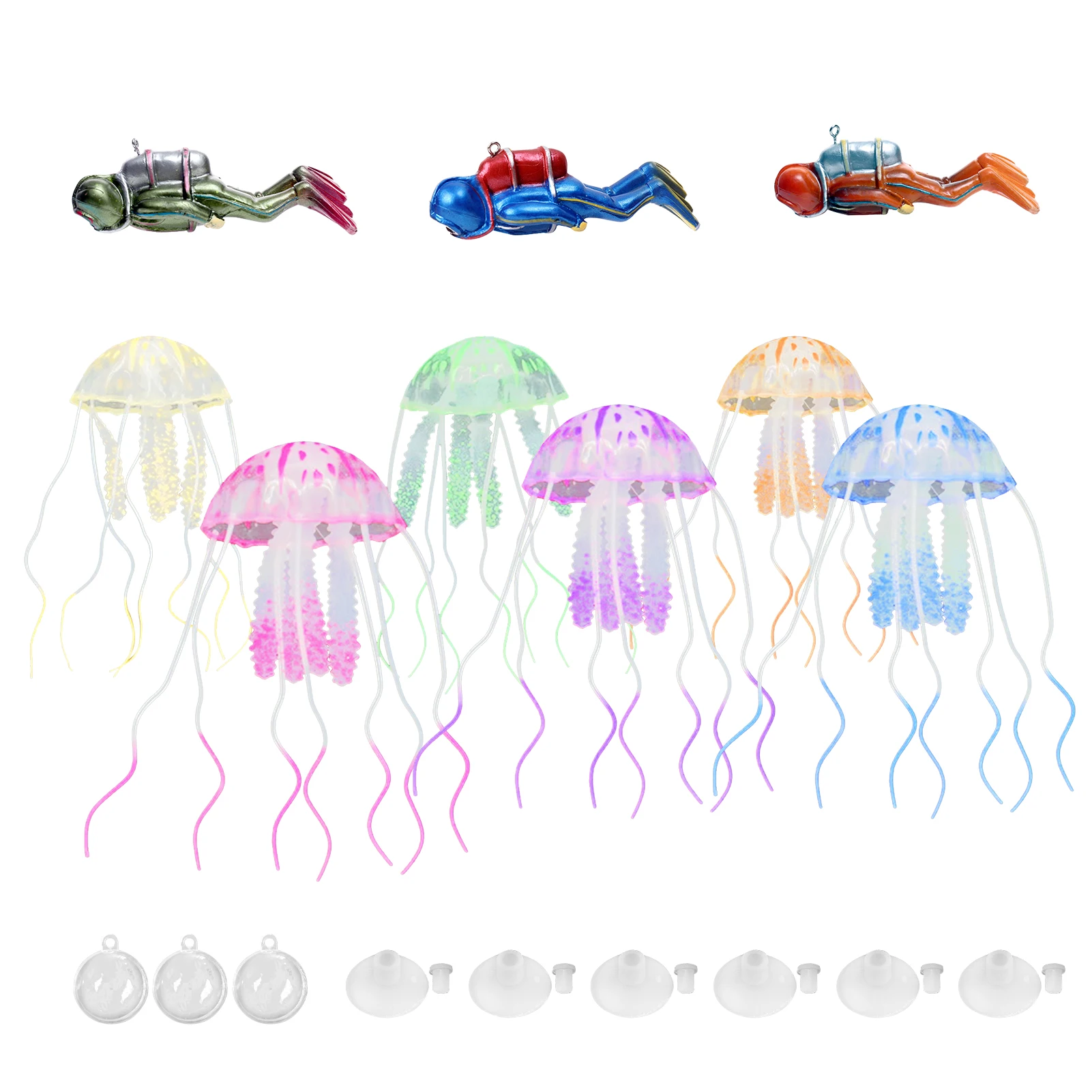 

9 шт., декоративные силиконовые Медузы для аквариума